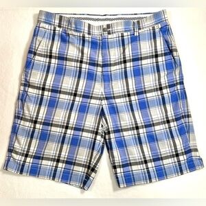 FOOTJOY Men’s‎ Blue Black Plaid Golf Golfer Golfing Preppy Shorts Size 34 Waist